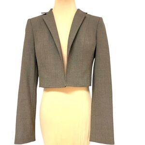 cropped blazer S Anne Klein brown bolero minimalist open front 4 season jacket